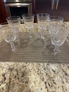 Vintage Etched Crystal Goblets / Wine Glasses (Set of 6)